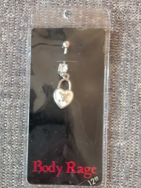 Body Rage Silver Heart Lock Navel Ring